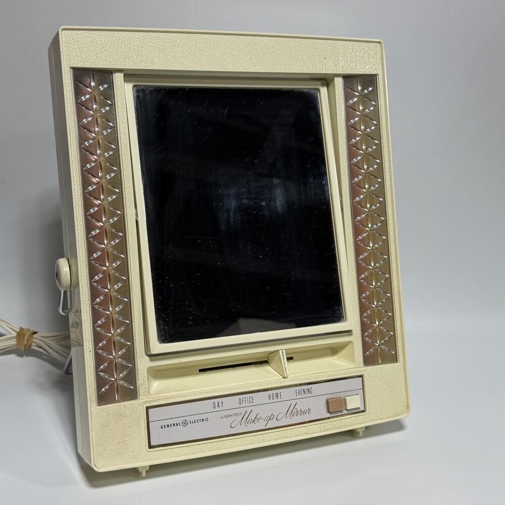 Vtg GE General Electric Lighted Make Up Mirror 4 Settings Model B21M-1 Tested